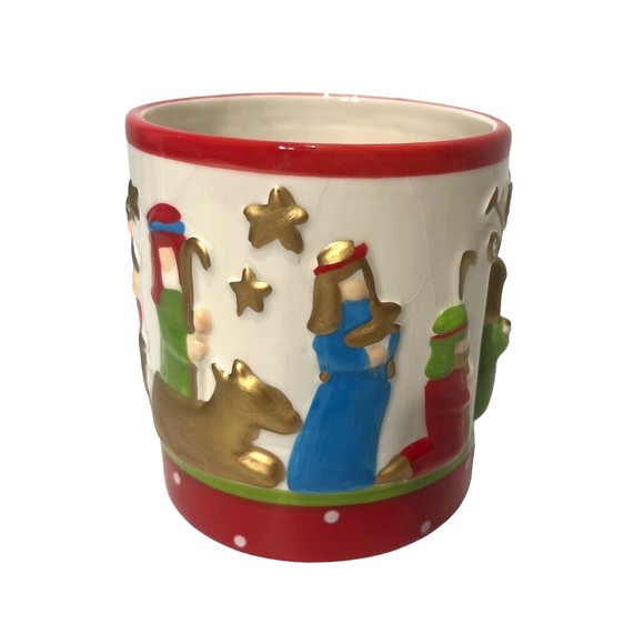 Nativity Ceramic Mug from Faith At Home 2007 Christmas w/Rotating Mary and Baby - Picture 3 of 8